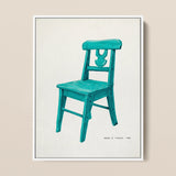 Turquoise Chair - Majel G. Claflin Decorative Art Print / Canvas, 12x16’’ / 31x41cm / White Frame, Posters Prints & Visual Artwork, Toby