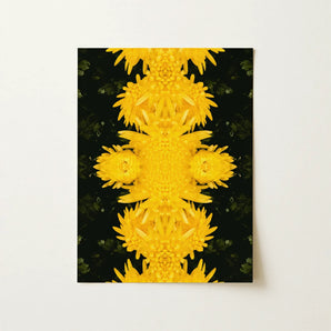 Tweedledum - Chrysanthemum Op Art Print / Canvas, Avant-garde Chrysanthemum Print, Golden Blooms Pirouette, Photography Op Art