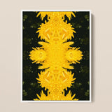 Tweedledum - Chrysanthemum Op Art Print / Canvas Vibrant Yellow Chrysanthemum Floral Art Print Symmetrical Kaleidoscopic Avant-garde Print,