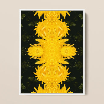 Tweedledum - Chrysanthemum Op Art Print / Canvas Vibrant Yellow Chrysanthemum Floral Art Print Symmetrical Kaleidoscopic Avant-garde Print,