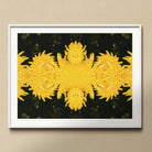 Tweedledum - Chrysanthemum Op Art Print, Kaleidoscopic Pattern Bright Yellow Dandelion Flowers Arranged Symmetrical