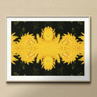 Tweedledum - Chrysanthemum Op Art Print, Kaleidoscopic Pattern Bright Yellow Dandelion Flowers Arranged Symmetrical