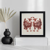 Twin Flame Phoenix - Taguchi Tomoki Art Print / Canvas Framed Red Artwork Two Symmetrical Stylized Bird-like Figures Tomoki’s Yatsuo,
