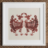 Twin Flame Phoenix - Taguchi Tomoki Art Print / Canvas Framed Red Paper-cut Artwork Two Symmetrical Ornate Mythical Tomoki’s Yatsuo,