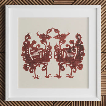 Twin Flame Phoenix - Taguchi Tomoki Art Print / Canvas Framed Red Paper-cut Artwork Two Symmetrical Ornate Mythical Tomoki’s Yatsuo,