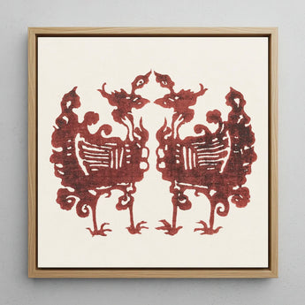 Twin Flame Phoenix - Taguchi Tomoki Art Print / Canvas Square-framed Artwork Symmetrical Reddish-brown Paper-cut Design Two Stylized