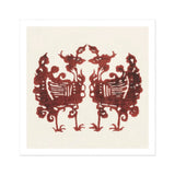Twin Flame Phoenix - Taguchi Tomoki Art Print / Canvas Symmetrical Burgundy Design Two Ornate Birds Decorative Tails Tomoki’s Yatsuo,