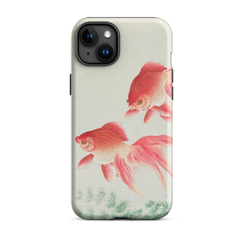 Two Goldfish - Ohara Koson Shin-hanga Phone Case Iphone 15 Plus / Matte Iphone Case Goldfish Design Ohara Koson’s Mesmerizing Kachō-e,