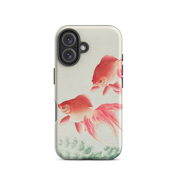Two Goldfish - Ohara Koson Shin-hanga Phone Case Iphone 16 / Matte Phone Case Goldfish Design Ohara Koson’s Mesmerizing Kachō-e, Vibrant