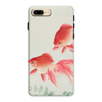 Two Goldfish - Ohara Koson Shin-hanga Phone Case Iphone 8 Plus / Matte Phone Case Colorful Illustration Two Red Goldfish Ohara Koson’s