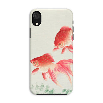 Two Goldfish - Ohara Koson Shin-hanga Phone Case Iphone Xr / Matte Phone Case Design Two Red Goldfish Aquatic Plants Ohara Koson’s