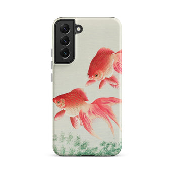 Two Goldfish - Ohara Koson Shin-hanga Phone Case Samsung Galaxy S22 Plus / Matte Phone Case Delicate Illustration Two Vibrant Red Goldfish