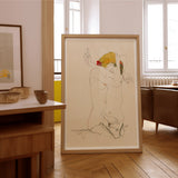 Two Nude Women Embracing - Egon Schiele Art Print / Canvas Framed Sketch Figure Yellow Red Accents Schiele’s Provocative World,