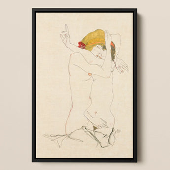 Two Nude Women Embracing - Egon Schiele Art Print / Canvas, Egon Schiele’s Provocative World, Tantalizing Art Print, Nude Women Embracing