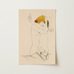 Two Nude Women Embracing - Egon Schiele Art Print / Canvas, Egon Schiele’s Provocative World, Tantalizing Art Print, Nude Women Embracing
