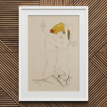 Two Nude Women Embracing - Egon Schiele Art Print / Canvas, Egon Schiele’s Provocative World, Tantalizing Art Print, Nude Women Embracing