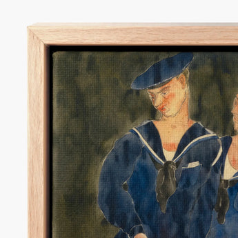 Framed Watercolor Painting Sailor Navy Blue Uniform White Charles Demuth, Two Sailors, Stages, Art, Print, Turns, Chin Dropped