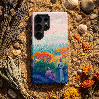 Two Women by the Shore - Henri Edmond Cross Phone Case Colorful Impressionistic Painting Figures Landscape, Afternoon Heat Ripples, Iphone