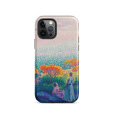 Two Women by the Shore - Henri Edmond Cross Phone Case Iphone 12 Pro / Matte Vibrant Pointillist-style Painting Figures Sea, Afternoon Heat