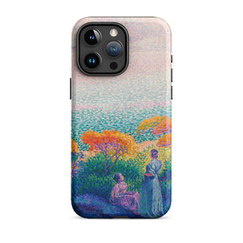 Two Women by the Shore - Henri Edmond Cross Phone Case Iphone 15 Pro Max / Matte Vibrant Pointillist-style Painting Figures Outdoor,