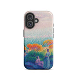 Two Women by the Shore - Henri Edmond Cross Phone Case Iphone 16 / Matte Pointillist Painting Figures Sea Vibrant, Afternoon Heat Ripples,