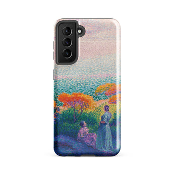 Two Women by the Shore - Henri Edmond Cross Phone Case Samsung Galaxy S21 Fe / Gloss Vibrant Impressionistic Painting Figures Autumnal,