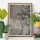 Chasing and Sweeping Bird Figures with Mens’ Heads out of a Door - Francisco De Goya Art Print / Canvas, Posters Prints & Visual Artwork,