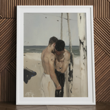 Undertow - Stampa artistica erotica gay Cruising / Tela, 24x32’’ / 61x81cm / Cornice bianca / Passe-partout, Poster, stampe e opere d'arte visiva, Toby Leon