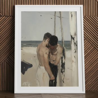 Undertow - Stampa artistica erotica gay Cruising / Tela, 24x32’’ / 61x81cm / Cornice bianca / Passe-partout, Poster, stampe e opere d'arte visiva, Toby Leon