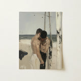 Undertow - Cruising Gay Erotica Art Print / Canvas Beige Black Painted Two Shirtless Men Beach, Prints