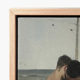 Light Wood-framed Canvas Print Soft Muted-toned Painting Two Cruising Gay Erotica, Art