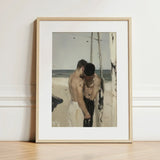 Undertow - Cruising Gay Erotica Art Print / Canvas Framed Two Shirtless Men Beach Enclosed, Prints