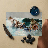 Undertow - Winslow Homer Art Print / Canvas Rectangular Dramatic Maritime Scene Three Men Turbulent Dark Teal Wave, Gathers, Four Figures