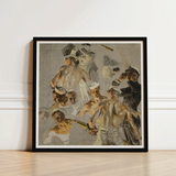Framed Artwork Dynamic Scene Sailors Poses Rendered Earthy Navy, Joseph Christian Leyendecker, Built, Collier’s Magazine Cover, Study, Fine