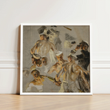Framed Artwork Dynamic Scene Sailors Poses Rendered Earthy Navy, Joseph Christian Leyendecker, Built, Collier’s Magazine Cover, Study, Fine