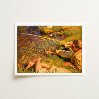 Val D’aosta a Man Fishing - John Singer Sargent Art Print / Canvas, Current, Runs, Shallow, Unknown, Prints
