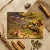Val D’aosta a Man Fishing - John Singer Sargent Art Print / Canvas Rectangular Impressionistic Painting Fly Sunlit, Current, Runs, Shallow,