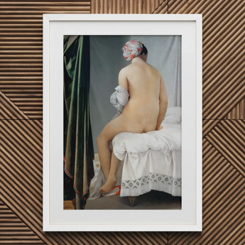 Baigneuse de Valpinçon - Jean Auguste Dominique Ingres, tirage d’art / Toile, 20x30’’ / 51x76cm / Cadre blanc / Passe-partout, Posters Prints & Visual