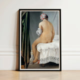 Valpincon Bather - Jean Auguste Dominique Ingres Art Print / Canvas Black-framed Nude Figure Patterned Headscarf Seated Ingres’ Valpinçon,