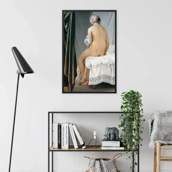 Valpincon Bather - Jean Auguste Dominique Ingres Art Print / Canvas Black-framed Artwork Nude Figure Seated Bed Draped Fabric Ingres’