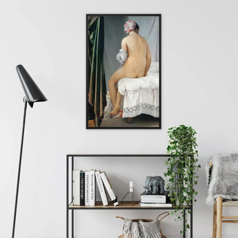 Valpincon Bather - Jean Auguste Dominique Ingres Art Print / Canvas Black-framed Artwork Nude Figure Seated Bed Draped Fabric Ingres’