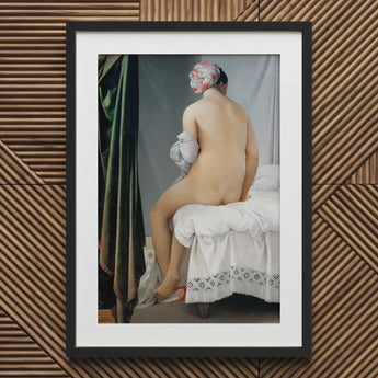 Valpincon Bather - Jean Auguste Dominique Ingres Art Print / Canvas Black-framed Classical Nude Figure Seated Bed Ingres’ Valpinçon,