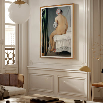 Valpincon Bather - Jean Auguste Dominique Ingres Art Print / Canvas Framed Classical Nude Painting Figure’s View Seated Draped Ingres’