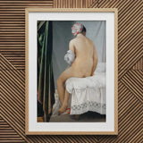 Valpincon Bather - Jean Auguste Dominique Ingres Art Print / Canvas Framed Nude Figure Seated Bed Patterned Ingres’ Valpinçon, Captivating