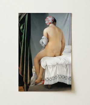 Framed Reproduction Classical Painting Nude Woman Seated Bed Ingres’ Valpinçon Bather, Jean Auguste Dominique Ingres, Captivating Art Print