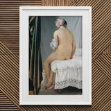 Valpincon Bather - Jean Auguste Dominique Ingres Art Print / Canvas White-framed Nude Figure Seated Bed Patterned Ingres’ Valpinçon,