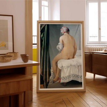 Valpincon Bather - Jean Auguste Dominique Ingres Art Print, Framed Artistic Photograph Nude Figure Seated Draped Fabric