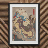 Vampire Cat of Nabeshima - Utagawa Kunisada Art Print / Canvas Black Framed Artwork White Mat Traditional Japanese Design, Prints