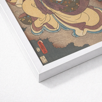 Framed Japanese Ukiyo-e Style Print Figure Golden Brown Vampire Cat, Utagawa Kunisada