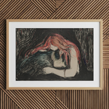 Vampire - Stampa d'arte di Edvard Munch / Canvas, 30x20’’ / 76x51cm / Cornice naturale / Passe-partout, Poster, stampe e arte visiva, Toby Leon